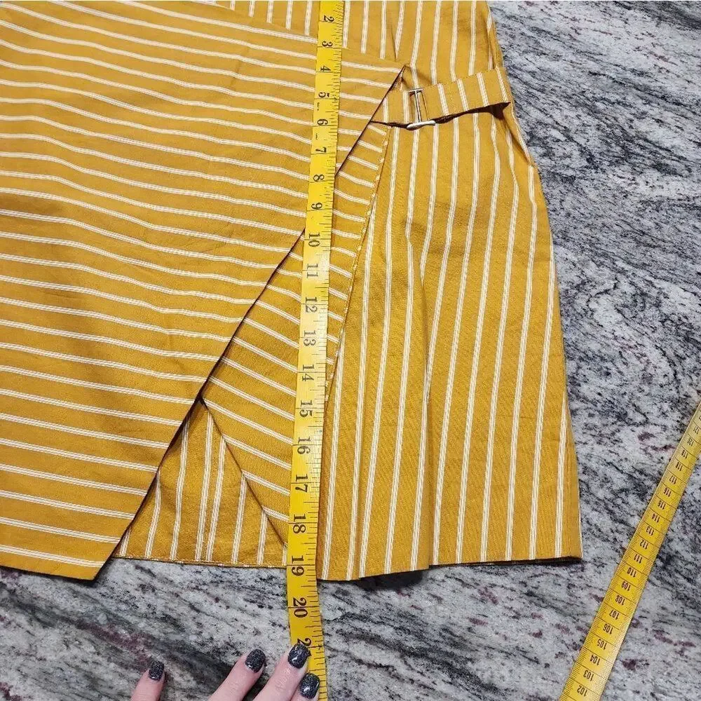 J.o.a mustard yellow and white striped asymmetrical skirt‎ size small